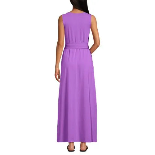 Women's Cotton Modal Sleeveless Tie Waist Maxi Dress