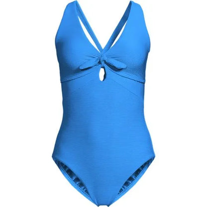 Women's Ribbed Knot Front One Piece Swimsuit