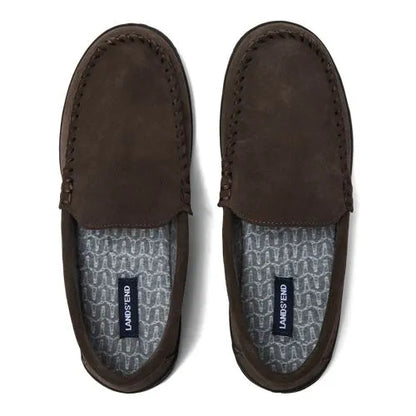 Men's Flannel Lined Suede Slip On Moccasin Slippers