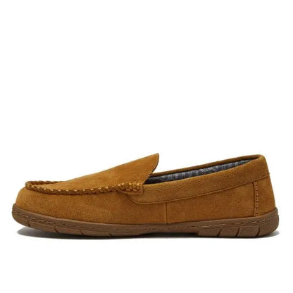 Men's Flannel Lined Suede Slip On Moccasin Slippers