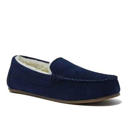 Women's Fuzzy Lined Suede Moccasin Slippers
