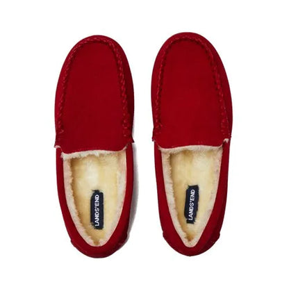 Women's Fuzzy Lined Suede Moccasin Slippers