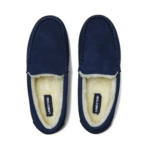 Women's Fuzzy Lined Suede Moccasin Slippers