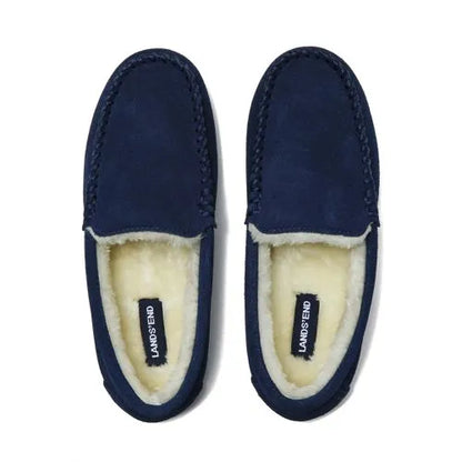 Women's Fuzzy Lined Suede Moccasin Slippers