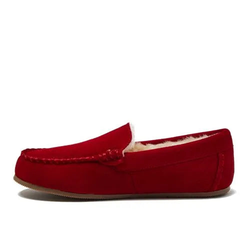 Women's Fuzzy Lined Suede Moccasin Slippers