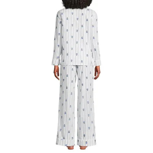 Women's Cotton Poplin 2 Piece Pajama Set - Long Sleeve Top and Pants