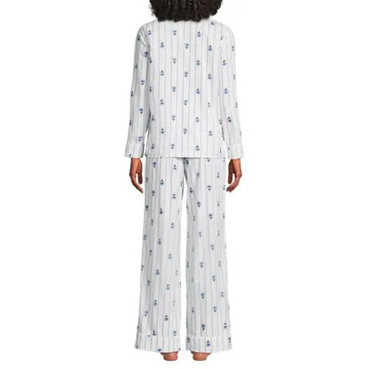 Women's Cotton Poplin 2 Piece Pajama Set - Long Sleeve Top and Pants