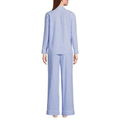 Women's Cotton Poplin 2 Piece Pajama Set - Long Sleeve Top and Pants