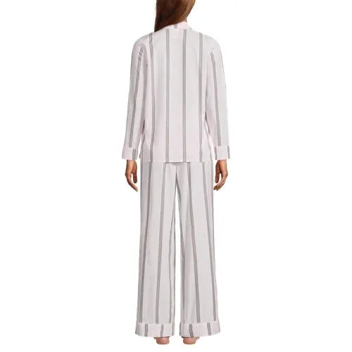 Women's Cotton Poplin 2 Piece Pajama Set - Long Sleeve Top and Pants