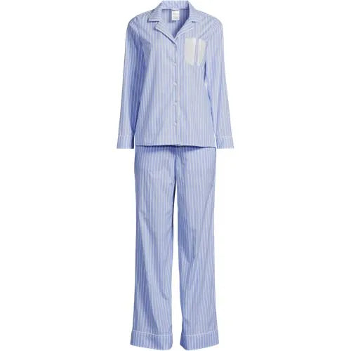 Women's Cotton Poplin 2 Piece Pajama Set - Long Sleeve Top and Pants
