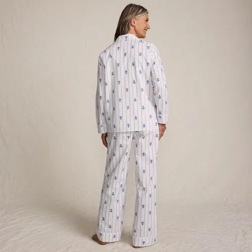 Women's Cotton Poplin 2 Piece Pajama Set - Long Sleeve Top and Pants