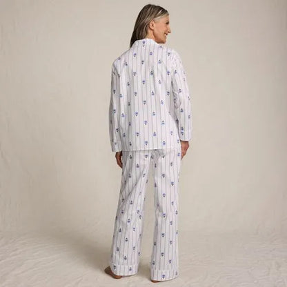 Women's Cotton Poplin 2 Piece Pajama Set - Long Sleeve Top and Pants