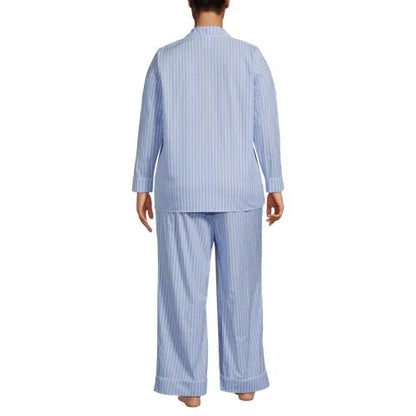 Women's Cotton Poplin 2 Piece Pajama Set - Long Sleeve Top and Pants