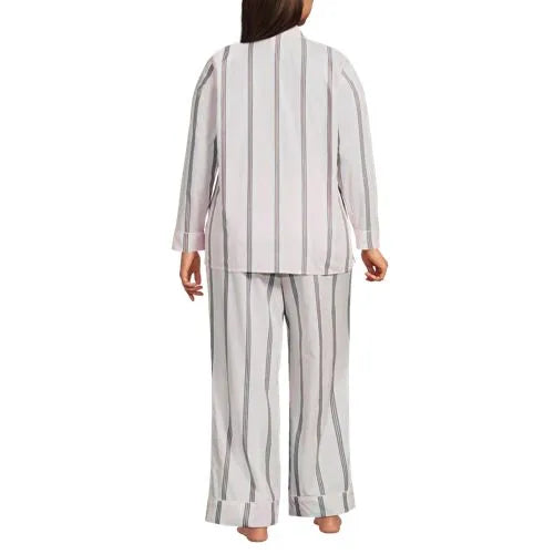 Women's Cotton Poplin 2 Piece Pajama Set - Long Sleeve Top and Pants