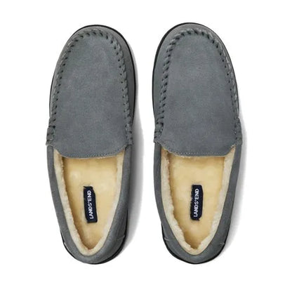 Men's Fuzzy Lined Suede Moccasin Slippers