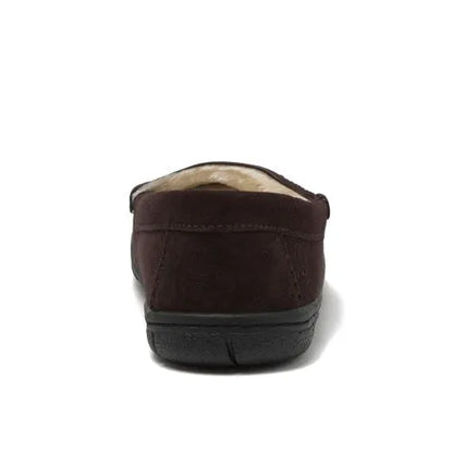 Men's Fuzzy Lined Suede Moccasin Slippers