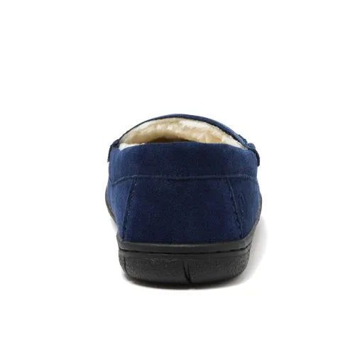 Men's Fuzzy Lined Suede Moccasin Slippers
