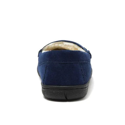 Men's Fuzzy Lined Suede Moccasin Slippers