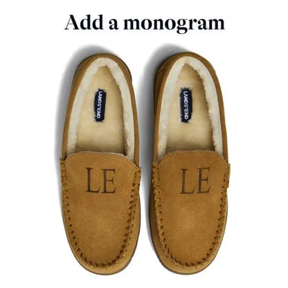 Men's Fuzzy Lined Suede Moccasin Slippers