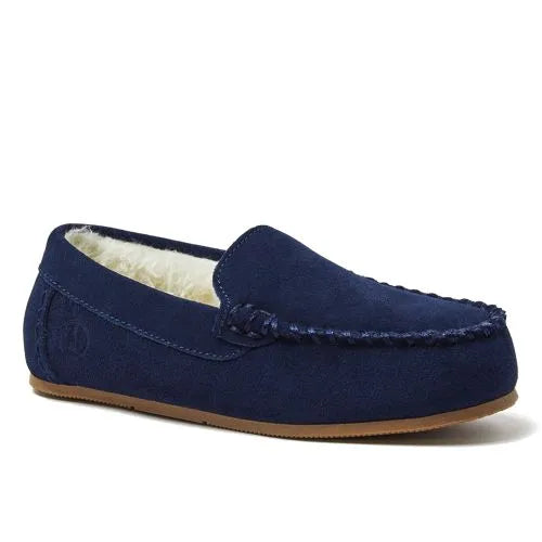 Kids Fuzzy Lined Suede Moccasin Slippers
