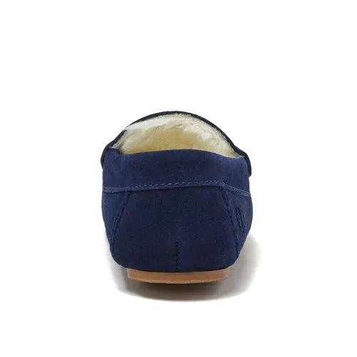 Kids Fuzzy Lined Suede Moccasin Slippers