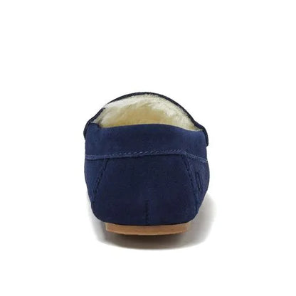 Kids Fuzzy Lined Suede Moccasin Slippers