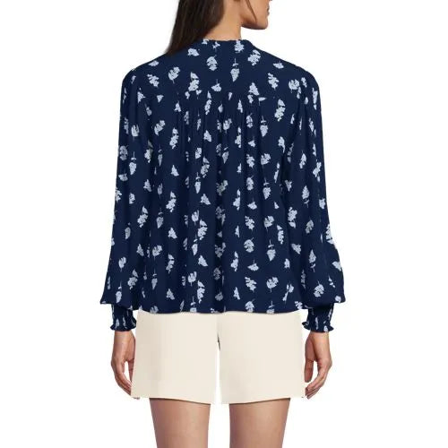 Women's Crepe Split Neck Popover Top