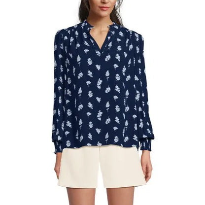 Women's Crepe Split Neck Popover Top