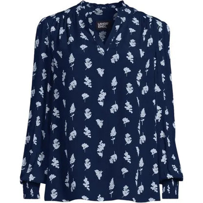 Women's Crepe Split Neck Popover Top
