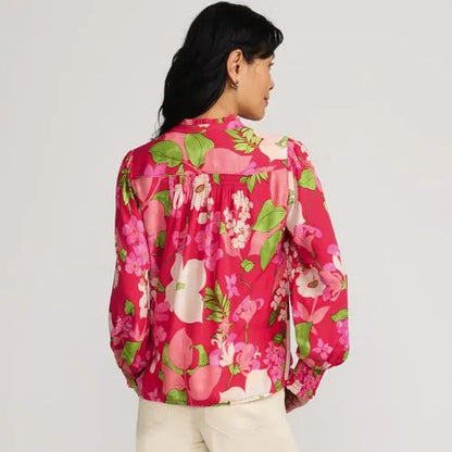 Women's Crepe Split Neck Popover Top