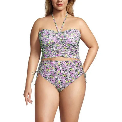 Women's Plus Size Ruched Halter Midkini Top