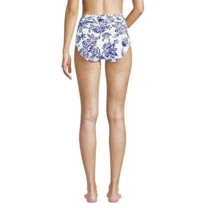 Women's Ruched High Waisted Full Coverage Bikini Bottoms