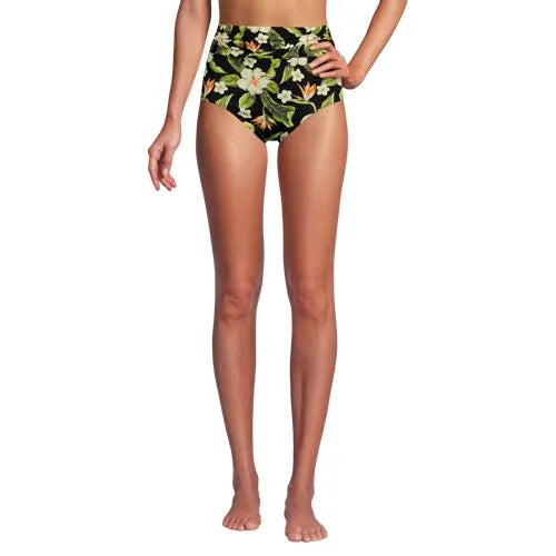 Women's Ruched High Waisted Full Coverage Bikini Bottoms