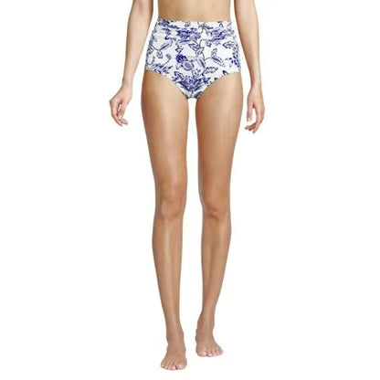 Women's Ruched High Waisted Full Coverage Bikini Bottoms