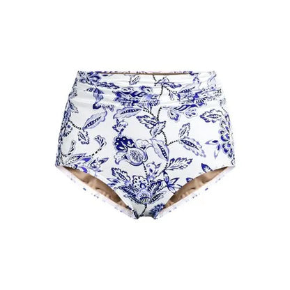 Women's Ruched High Waisted Full Coverage Bikini Bottoms