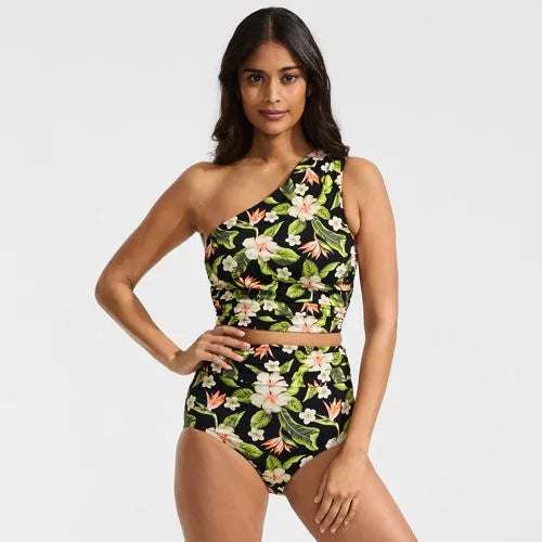Women's Ruched High Waisted Full Coverage Bikini Bottoms