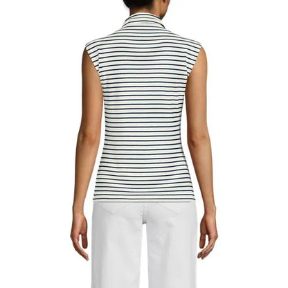 Women's Cap Sleeve Drapey Rib Fitted Funnel Neck Tank