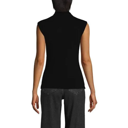 Women's Cap Sleeve Drapey Rib Fitted Funnel Neck Tank