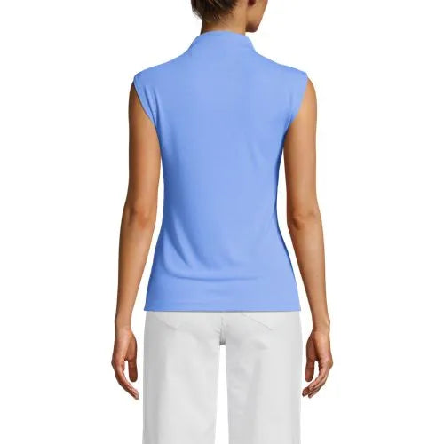 Women's Cap Sleeve Drapey Rib Fitted Funnel Neck Tank