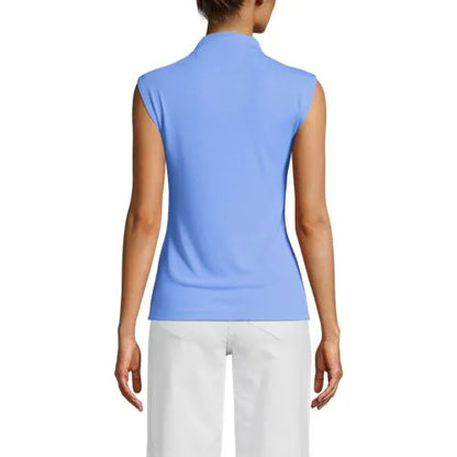 Women's Cap Sleeve Drapey Rib Fitted Funnel Neck Tank