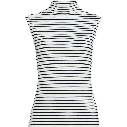 Women's Cap Sleeve Drapey Rib Fitted Funnel Neck Tank