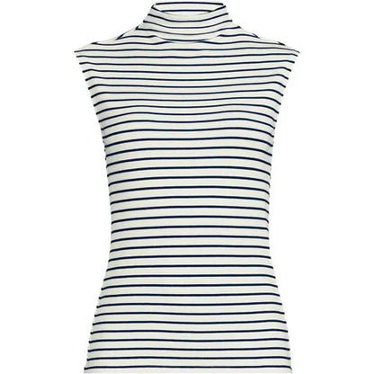 Women's Cap Sleeve Drapey Rib Fitted Funnel Neck Tank