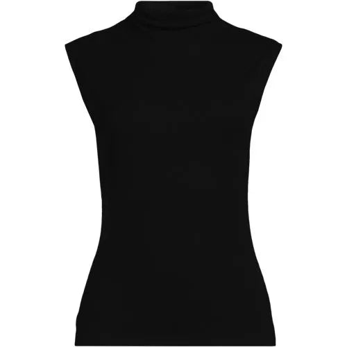 Women's Cap Sleeve Drapey Rib Fitted Funnel Neck Tank