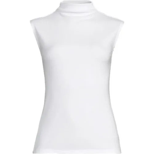 Women's Cap Sleeve Drapey Rib Fitted Funnel Neck Tank