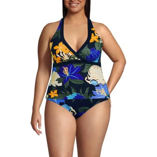 Women's V-neck Halter Tankini Top