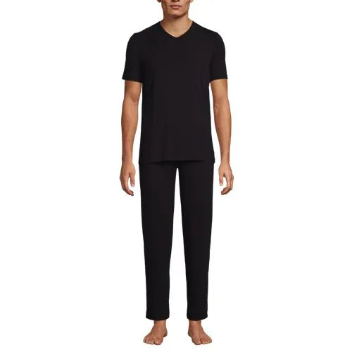 Men's Short Sleeve Cooling Knit V-neck Pajama Set