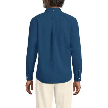 Men's Long Sleeve Seersucker Shirt