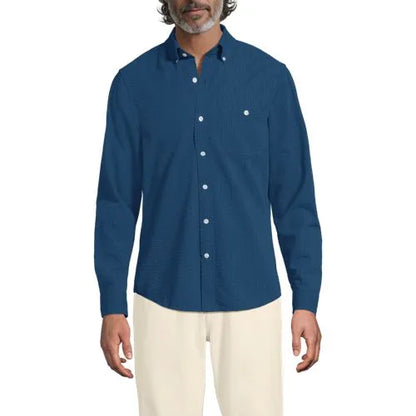 Men's Long Sleeve Seersucker Shirt