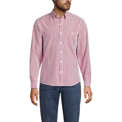 Men's Long Sleeve Seersucker Shirt