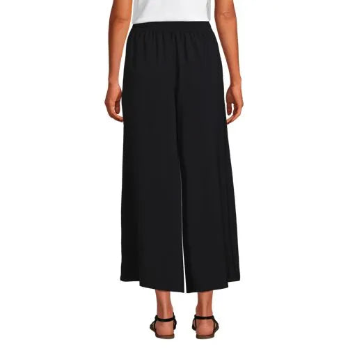 Women's Creaseless High Rise Palazzo Crop Pants